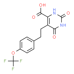 ChemSpider 2D Image | 2,6-Dioxo-5-{2-[4-(trifluoromethoxy)phenyl]ethyl}-1,2,3,6-tetrahydro-4-pyrimidinecarboxylic acid | C14H11F3N2O5