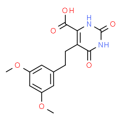 ChemSpider 2D Image | 5-[2-(3,5-Dimethoxyphenyl)ethyl]-2,6-dioxo-1,2,3,6-tetrahydro-4-pyrimidinecarboxylic acid | C15H16N2O6