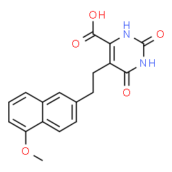 ChemSpider 2D Image | 5-[2-(5-Methoxy-2-naphthyl)ethyl]-2,6-dioxo-1,2,3,6-tetrahydro-4-pyrimidinecarboxylic acid | C18H16N2O5