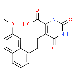 ChemSpider 2D Image | 5-[2-(7-Methoxy-1-naphthyl)ethyl]-2,6-dioxo-1,2,3,6-tetrahydro-4-pyrimidinecarboxylic acid | C18H16N2O5
