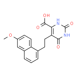 ChemSpider 2D Image | 5-[2-(6-Methoxy-1-naphthyl)ethyl]-2,6-dioxo-1,2,3,6-tetrahydro-4-pyrimidinecarboxylic acid | C18H16N2O5