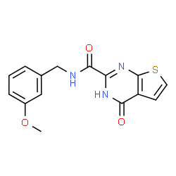 ChemSpider 2D Image | N-(3-Methoxybenzyl)-4-oxo-3,4-dihydrothieno[2,3-d]pyrimidine-2-carboxamide | C15H13N3O3S