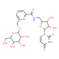 ChemSpider 2D Image | 5'-Deoxy-5'-[({6-[(alpha-D-galactopyranosyloxy)methyl]-2-pyridinyl}carbonyl)amino]uridine | C22H28N4O12