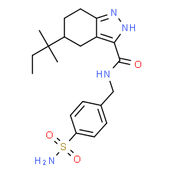 ChemSpider 2D Image | (5R)-5-(2-Methyl-2-butanyl)-N-(4-sulfamoylbenzyl)-4,5,6,7-tetrahydro-2H-indazole-3-carboxamide | C20H28N4O3S