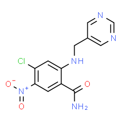 ChemSpider 2D Image | 4-Chloro-5-nitro-2-[(5-pyrimidinylmethyl)amino]benzamide | C12H10ClN5O3