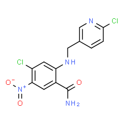 ChemSpider 2D Image | 4-Chloro-2-{[(6-chloro-3-pyridinyl)methyl]amino}-5-nitrobenzamide | C13H10Cl2N4O3
