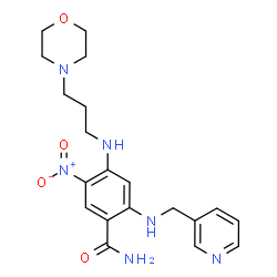 ChemSpider 2D Image | 4-{[3-(4-Morpholinyl)propyl]amino}-5-nitro-2-[(3-pyridinylmethyl)amino]benzamide | C20H26N6O4