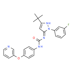 ChemSpider 2D Image | (1e)-1-[5-Tert-Butyl-2-(3-Fluorophenyl)-1h-Pyrazol-3-Ylidene]-3-(4-Pyridin-3-Yloxyphenyl)urea | C25H24FN5O2
