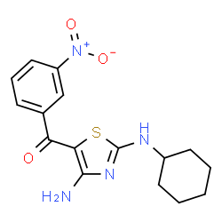 ChemSpider 2D Image | [4-Amino-2-(cyclohexylamino)-1,3-thiazol-5-yl](3-nitrophenyl)methanone | C16H18N4O3S