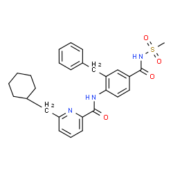 ChemSpider 2D Image | N-{2-Benzyl-4-[(methylsulfonyl)carbamoyl]phenyl}-6-(cyclohexylmethyl)-2-pyridinecarboxamide | C28H31N3O4S