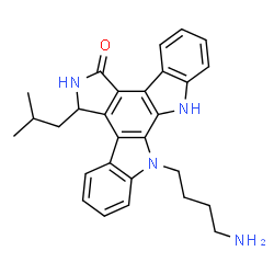 ChemSpider 2D Image | (7S)-12-(4-Aminobutyl)-7-isobutyl-6,7,12,13-tetrahydro-5H-indolo[2,3-a]pyrrolo[3,4-c]carbazol-5-one | C28H30N4O