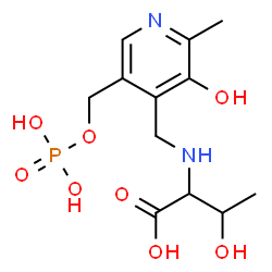 ChemSpider 2D Image | N-({3-Hydroxy-2-methyl-5-[(phosphonooxy)methyl]-4-pyridinyl}methyl)-L-threonine | C12H19N2O8P