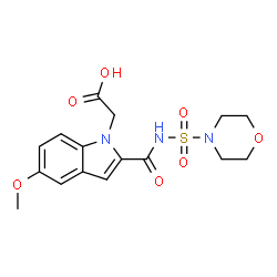 ChemSpider 2D Image | {5-Methoxy-2-[(4-morpholinylsulfonyl)carbamoyl]-1H-indol-1-yl}acetic acid | C16H19N3O7S