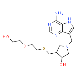 ChemSpider 2D Image | (3R,4S)-1-[(4-Amino-5H-pyrrolo[3,2-d]pyrimidin-7-yl)methyl]-4-({[2-(2-hydroxyethoxy)ethyl]sulfanyl}methyl)-3-pyrrolidinol | C16H25N5O3S