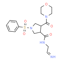 ChemSpider 2D Image | (3S,4S)-N-(2-Iminoethyl)-4-(4-morpholinylcarbonyl)-1-(phenylsulfonyl)-3-pyrrolidinecarboxamide | C18H24N4O5S