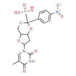 ChemSpider 2D Image | 1-{2-Deoxy-3,5-O-[(4-nitrophenyl)(phosphono)methylene]-beta-D-threo-pentofuranosyl}-5-methyl-2,4(1H,3H)-pyrimidinedione | C17H18N3O10P