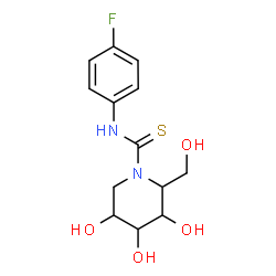 ChemSpider 2D Image | (2R,3S,4R,5S)-N-(4-Fluorophenyl)-3,4,5-trihydroxy-2-(hydroxymethyl)-1-piperidinecarbothioamide | C13H17FN2O4S