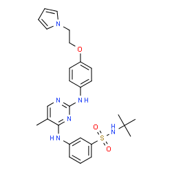 ChemSpider 2D Image | N-tert-butyl-3-{[5-methyl-2-({4-[2-(1H-pyrrol-1-yl)ethoxy]phenyl}amino)pyrimidin-4-yl]amino}benzenesulfonamide | C27H32N6O3S