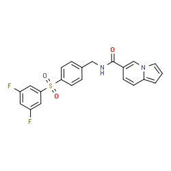 ChemSpider 2D Image | N-{4-[(3,5-Difluorophenyl)sulfonyl]benzyl}-6-indolizinecarboxamide | C22H16F2N2O3S