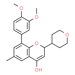 ChemSpider 2D Image | (2R)-8-(3,4-Dimethoxyphenyl)-6-methyl-2-(tetrahydro-2H-pyran-4-yl)-2H-chromen-4-ol | C23H26O5