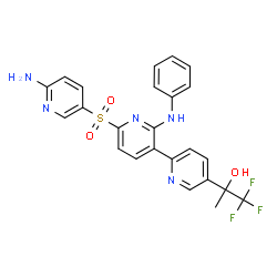ChemSpider 2D Image | (2S)-2-{6'-[(6-Amino-3-pyridinyl)sulfonyl]-2'-anilino-2,3'-bipyridin-5-yl}-1,1,1-trifluoro-2-propanol | C24H20F3N5O3S