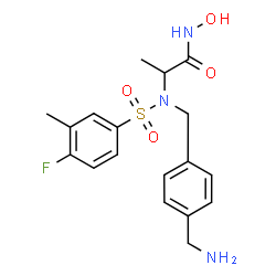 ChemSpider 2D Image | N~2~-[4-(Aminomethyl)benzyl]-N~2~-[(4-fluoro-3-methylphenyl)sulfonyl]-N-hydroxy-D-alaninamide | C18H22FN3O4S