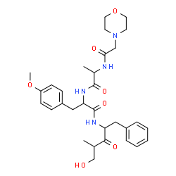 ChemSpider 2D Image | N-(4-Morpholinylacetyl)-D-alanyl-N-[(2S,4R)-5-hydroxy-4-methyl-3-oxo-1-phenyl-2-pentanyl]-O-methyl-L-tyrosinamide | C31H42N4O7