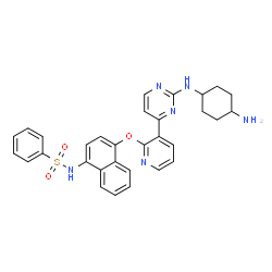 ChemSpider 2D Image | N-{4-[(3-{2-[(trans-4-Aminocyclohexyl)amino]-4-pyrimidinyl}-2-pyridinyl)oxy]-1-naphthyl}benzenesulfonamide | C31H30N6O3S