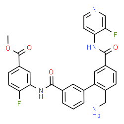ChemSpider 2D Image | Methyl 3-[({2'-(aminomethyl)-5'-[(3-fluoro-4-pyridinyl)carbamoyl]-3-biphenylyl}carbonyl)amino]-4-fluorobenzoate | C28H22F2N4O4