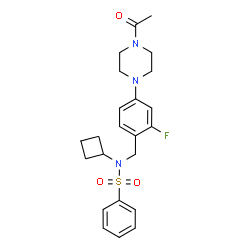 ChemSpider 2D Image | N-[4-(4-Acetyl-1-piperazinyl)-2-fluorobenzyl]-N-cyclobutylbenzenesulfonamide | C23H28FN3O3S