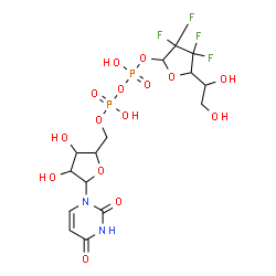 ChemSpider 2D Image | (2r,5s)-5-[(1r)-1,2-Dihydroxyethyl]-3,3,4,4-Tetrafluorotetrahydrofuran-2-Yl [(2r,3s,4r,5r)-5-(2,4-Dioxo-3,4-Dihydropyrimidin-1(2h)-Yl)-3,4-Dihydroxytetrahydrofuran-2-Yl]methyl Dihydrogen Diphosphate (Non-Preferred Name) | C15H20F4N2O15P2