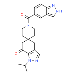 ChemSpider 2D Image | 1'-(2H-Indazol-5-ylcarbonyl)-1-isopropyl-1,4-dihydrospiro[indazole-5,4'-piperidin]-7(6H)-one | C22H25N5O2