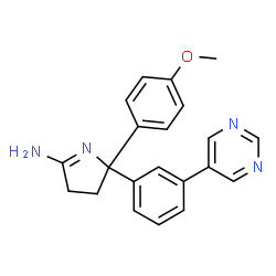 ChemSpider 2D Image | (5r)-5-(4-Methoxyphenyl)-5-(3-Pyrimidin-5-Ylphenyl)-3,4-Dihydropyrrol-2-Amine | C21H20N4O