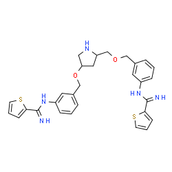ChemSpider 2D Image | N-[3-({[(3S,5S)-5-{[(3-{[Imino(2-thienyl)methyl]amino}benzyl)oxy]methyl}-3-pyrrolidinyl]oxy}methyl)phenyl]-2-thiophenecarboximidamide | C29H31N5O2S2