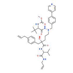 ChemSpider 2D Image | Methyl [(2s)-1-(2-{(4r)-4-Hydroxy-5-{[(2s)-3-Methyl-1-Oxo-1-(Prop-2-En-1-Ylamino)butan-2-Yl]amino}-5-Oxo-4-[4-(Prop-2-En-1-Yl)benzyl]pentyl}-2-[4-(Pyridin-4-Yl)benzyl]hydrazinyl)-3,3-Dimethyl-1-Oxobutan-2-Yl]carbamate | C43H58N6O6