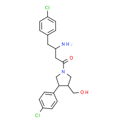 ChemSpider 2D Image | (3R)-3-Amino-4-(4-chlorophenyl)-1-[(3S,4R)-3-(4-chlorophenyl)-4-(hydroxymethyl)-1-pyrrolidinyl]-1-butanone | C21H24Cl2N2O2
