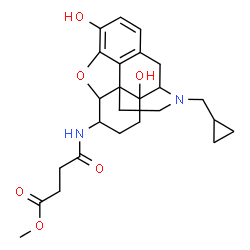ChemSpider 2D Image | Methyl 4-{[(5beta,6alpha)-17-(cyclopropylmethyl)-3,14-dihydroxy-4,5-epoxymorphinan-6-yl]amino}-4-oxobutanoate | C25H32N2O6
