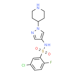 ChemSpider 2D Image | 5-Chloro-2-Fluoro-N-[1-(4-Piperidyl)pyrazol-4-Yl]benzenesulfonamide | C14H16ClFN4O2S
