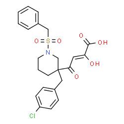 ChemSpider 2D Image | (2Z)-4-[(3S)-1-(Benzylsulfonyl)-3-(4-chlorobenzyl)-3-piperidinyl]-2-hydroxy-4-oxo-2-butenoic acid | C23H24ClNO6S
