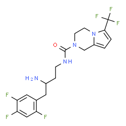 ChemSpider 2D Image | N-[(3R)-3-Amino-4-(2,4,5-trifluorophenyl)butyl]-6-(trifluoromethyl)-3,4-dihydropyrrolo[1,2-a]pyrazine-2(1H)-carboxamide | C19H20F6N4O