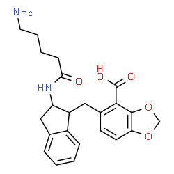 ChemSpider 2D Image | 5-[[(1r,2s)-2-(5-Azanylpentanoylamino)-2,3-Dihydro-1h-Inden-1-Yl]methyl]-1,3-Benzodioxole-4-Carboxylic Acid | C23H26N2O5
