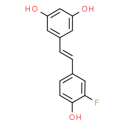 ChemSpider 2D Image | 5-[(E)-2-(3-Fluoro-4-hydroxyphenyl)vinyl]-1,3-benzenediol | C14H11FO3