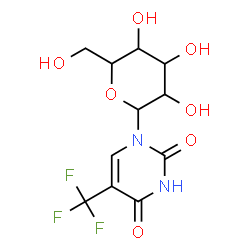 ChemSpider 2D Image | 1-(beta-D-Glucopyranosyl)-5-(trifluoromethyl)-2,4(1H,3H)-pyrimidinedione | C11H13F3N2O7