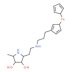 ChemSpider 2D Image | (3alpha)-[3-({2-[(2S,3S,4R,5S)-3,4-Dihydroxy-5-methyl-2-pyrrolidinyl]ethyl}amino)propyl]ferrocene | C20H30FeN2O2
