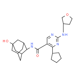 ChemSpider 2D Image | 4-Cyclopentyl-N-[(1s,3r)-5-Oxidanyl-2-Adamantyl]-2-[[(3s)-Oxolan-3-Yl]amino]pyrimidine-5-Carboxamide | C24H34N4O3