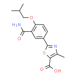 ChemSpider 2D Image | 2-(3-Carbamoyl-4-isobutoxyphenyl)-4-methylthiazole-5-carboxylic acid | C16H18N2O4S