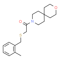 ChemSpider 2D Image | 2-[(2-Methylbenzyl)sulfanyl]-1-(3-oxa-9-azaspiro[5.5]undec-9-yl)ethanone | C19H27NO2S