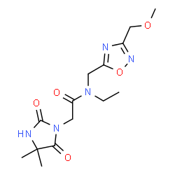 ChemSpider 2D Image | 2-(4,4-Dimethyl-2,5-dioxo-1-imidazolidinyl)-N-ethyl-N-{[3-(methoxymethyl)-1,2,4-oxadiazol-5-yl]methyl}acetamide | C14H21N5O5
