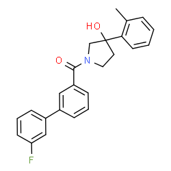 ChemSpider 2D Image | (3'-Fluoro-3-biphenylyl)[3-hydroxy-3-(2-methylphenyl)-1-pyrrolidinyl]methanone | C24H22FNO2