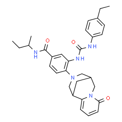 ChemSpider 2D Image | N-sec-Butyl-3-{[(4-ethylphenyl)carbamoyl]amino}-4-(6-oxo-7,11-diazatricyclo[7.3.1.0~2,7~]trideca-2,4-dien-11-yl)benzamide | C31H37N5O3